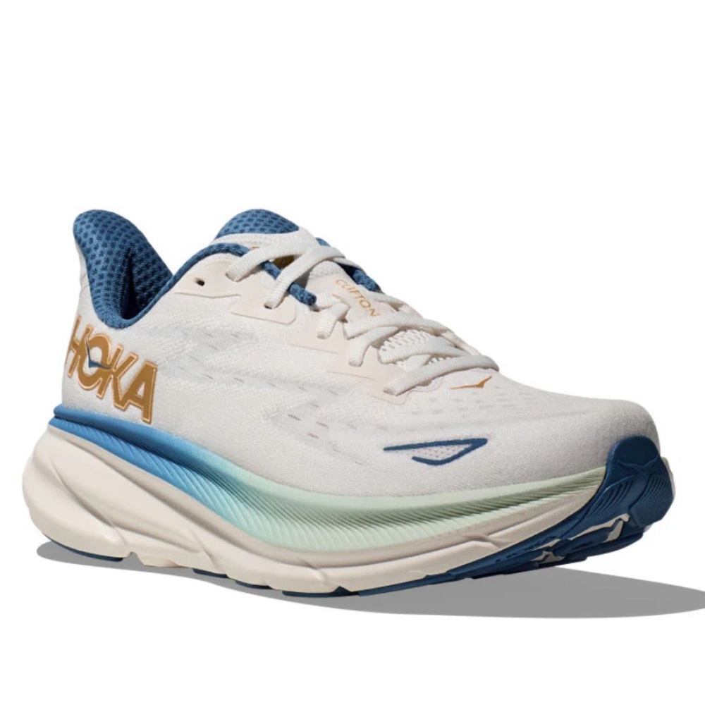 Hoka Clifton 9 Men’s White and Blue Running Shoes